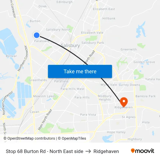 Stop 68 Burton Rd - North East side to Ridgehaven map
