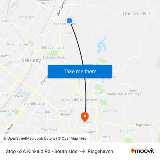 Stop 62A Kinkaid Rd - South side to Ridgehaven map