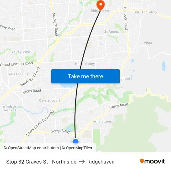 Stop 32 Graves St - North side to Ridgehaven map