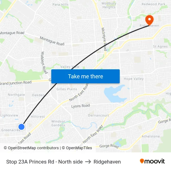 Stop 23A Princes Rd - North side to Ridgehaven map