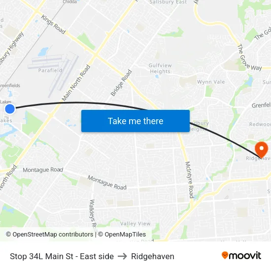 Stop 34L Main St - East side to Ridgehaven map