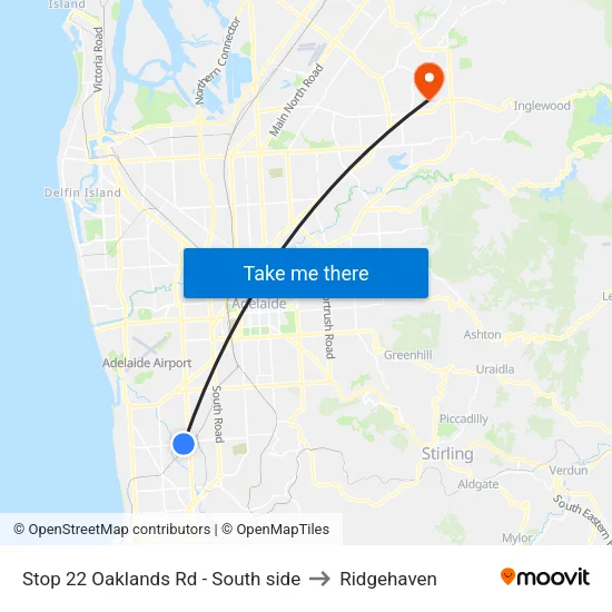 Stop 22 Oaklands Rd - South side to Ridgehaven map