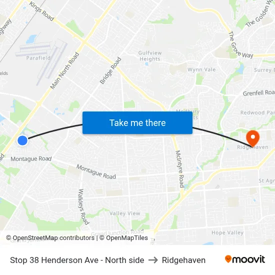 Stop 38 Henderson Ave - North side to Ridgehaven map