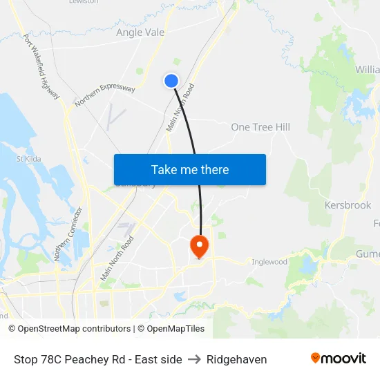 Stop 78C Peachey Rd - East side to Ridgehaven map