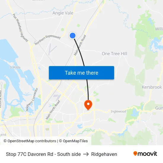 Stop 77C Davoren Rd - South side to Ridgehaven map