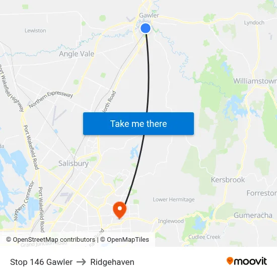 Stop 146 Gawler to Ridgehaven map