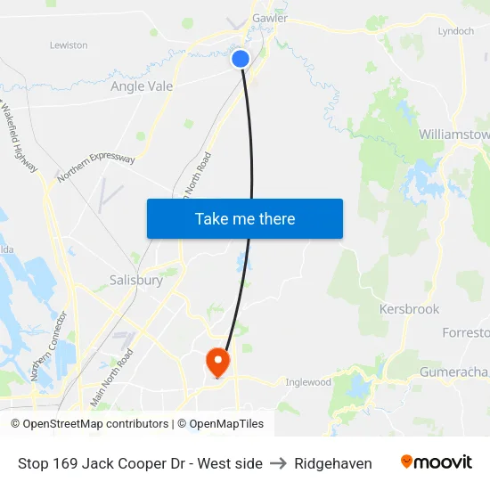Stop 169 Jack Cooper Dr - West side to Ridgehaven map