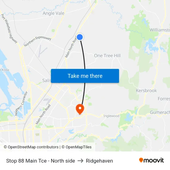 Stop 88 Main Tce - North side to Ridgehaven map