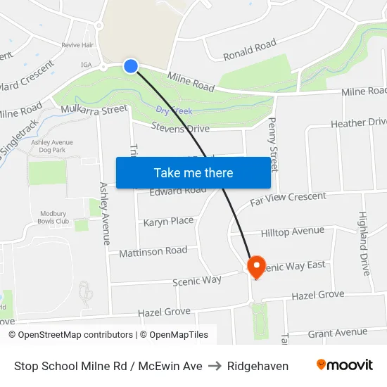 Stop School Milne Rd / McEwin Ave to Ridgehaven map