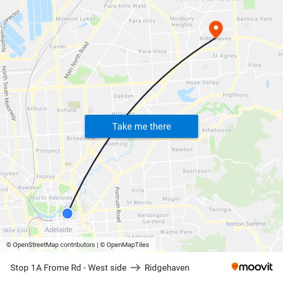 Stop 1A Frome Rd - West side to Ridgehaven map