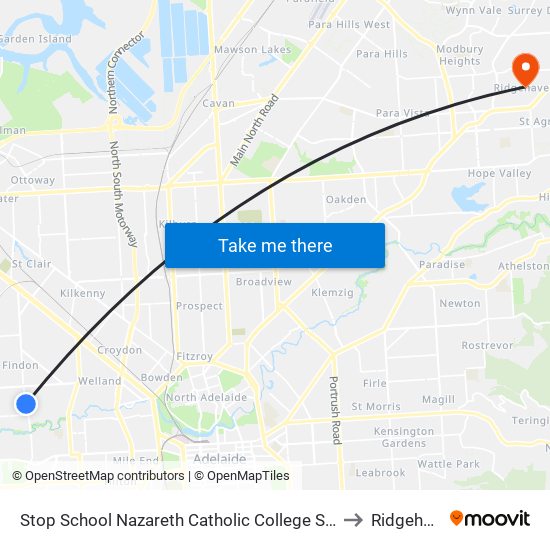 Stop School Nazareth Catholic College Senior Years to Ridgehaven map