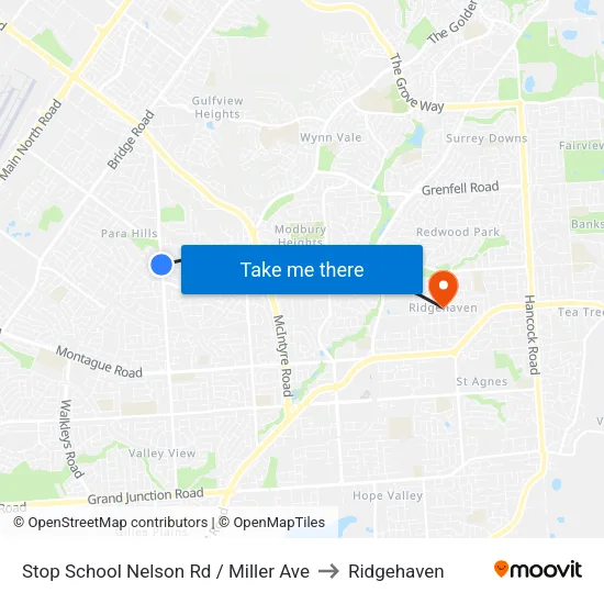 Stop School Nelson Rd / Miller Ave to Ridgehaven map
