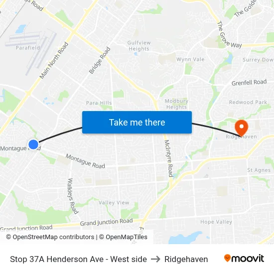 Stop 37A Henderson Ave - West side to Ridgehaven map