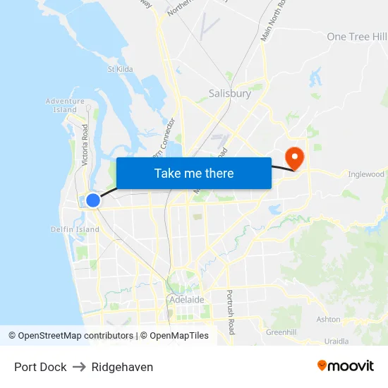 Port Dock to Ridgehaven map