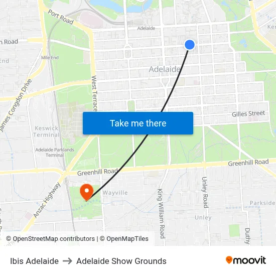 Ibis Adelaide to Adelaide Show Grounds map