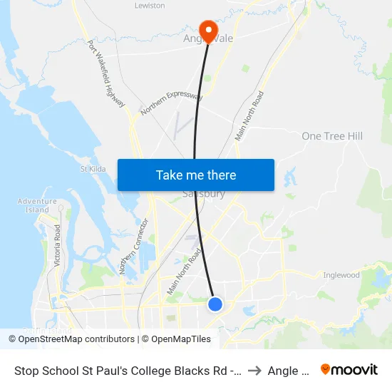 Stop School St Paul's College Blacks Rd - West side to Angle Vale map