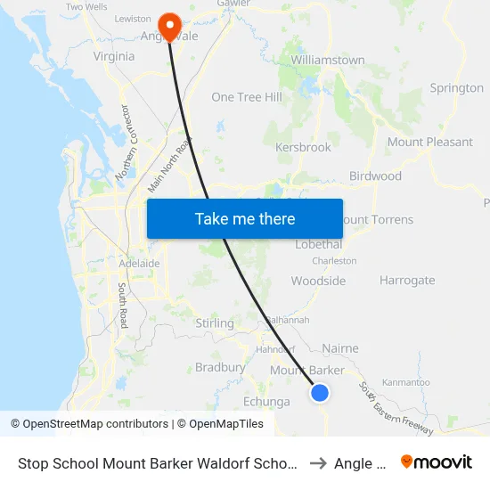 Stop School Mount Barker Waldorf School Sims Rd to Angle Vale map