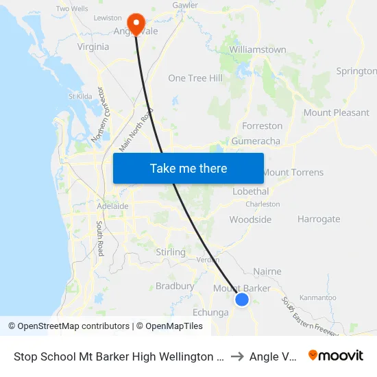 Stop School Mt Barker High Wellington Rd to Angle Vale map