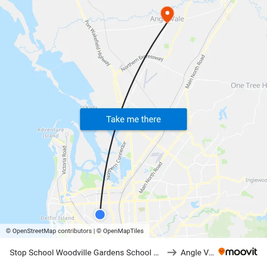 Stop School Woodville Gardens School Ridley Gr to Angle Vale map