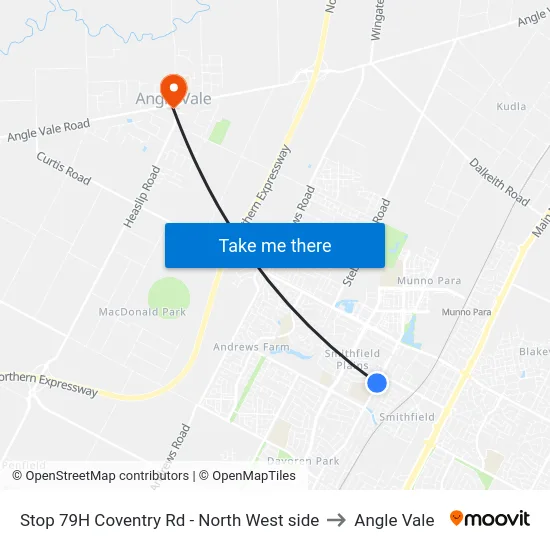 Stop 79H Coventry Rd - North West side to Angle Vale map