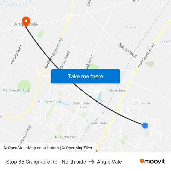 Stop 85 Craigmore Rd - North side to Angle Vale map