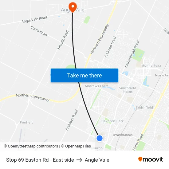 Stop 69 Easton Rd - East side to Angle Vale map