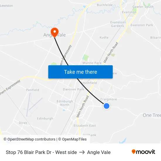 Stop 76 Blair Park Dr - West side to Angle Vale map