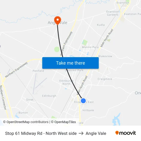 Stop 61 Midway Rd - North West side to Angle Vale map