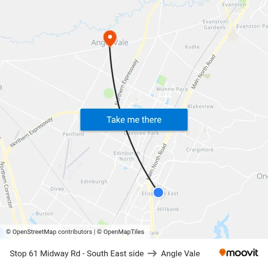Stop 61 Midway Rd - South East side to Angle Vale map