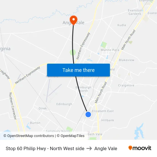 Stop 60 Philip Hwy - North West side to Angle Vale map
