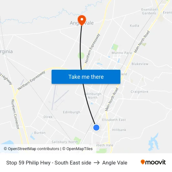 Stop 59 Philip Hwy - South East side to Angle Vale map