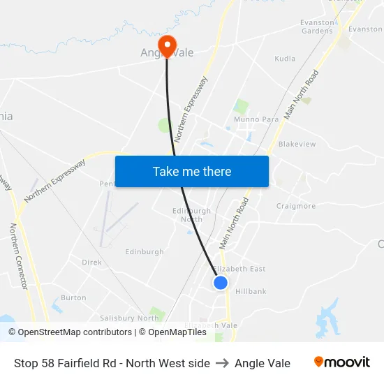 Stop 58 Fairfield Rd - North West side to Angle Vale map