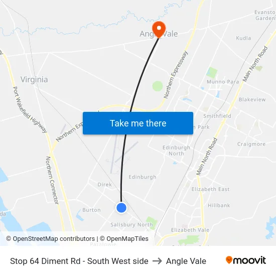 Stop 64 Diment Rd - South West side to Angle Vale map