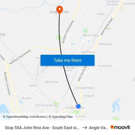 Stop 55A John Rice Ave - South East side to Angle Vale map