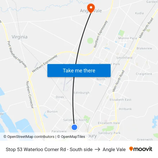 Stop 53 Waterloo Corner Rd - South side to Angle Vale map