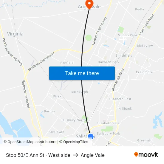 Stop 50/E Ann St - West side to Angle Vale map