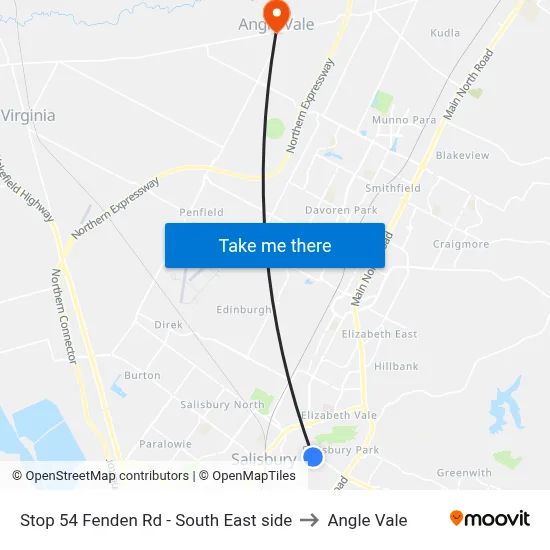 Stop 54 Fenden Rd - South East side to Angle Vale map
