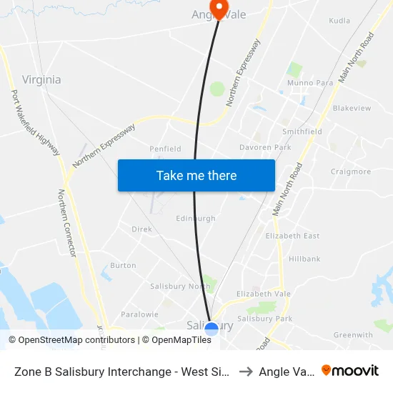 Zone B Salisbury Interchange - West Side to Angle Vale map