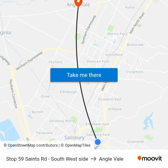 Stop 59 Saints Rd - South West side to Angle Vale map