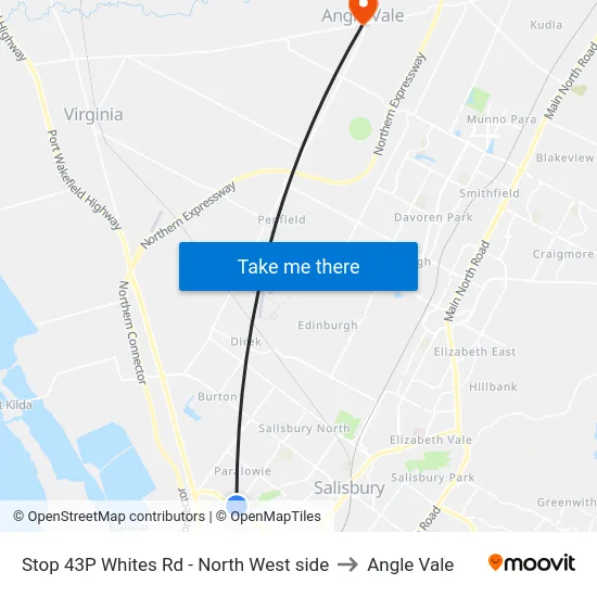 Stop 43P Whites Rd - North West side to Angle Vale map