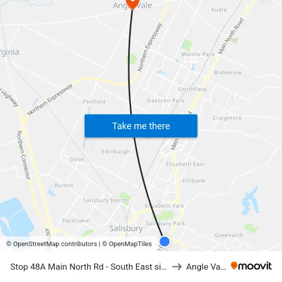 Stop 48A Main North Rd - South East side to Angle Vale map