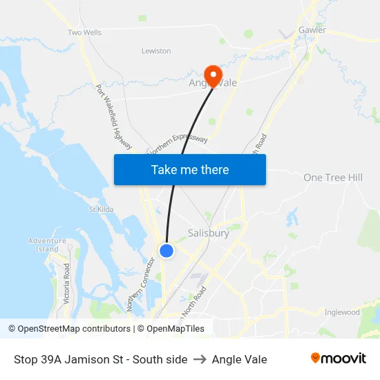 Stop 39A Jamison St - South side to Angle Vale map
