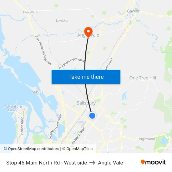 Stop 45 Main North Rd - West side to Angle Vale map