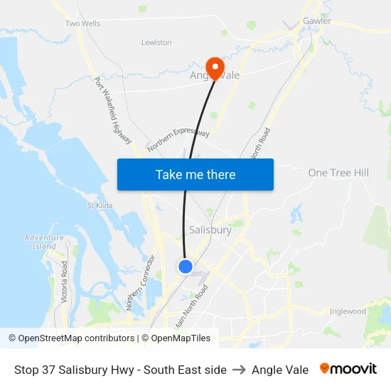 Stop 37 Salisbury Hwy - South East side to Angle Vale map