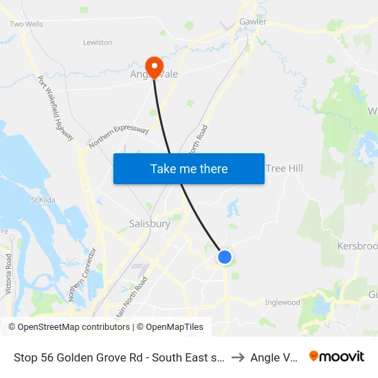 Stop 56 Golden Grove Rd - South East side to Angle Vale map