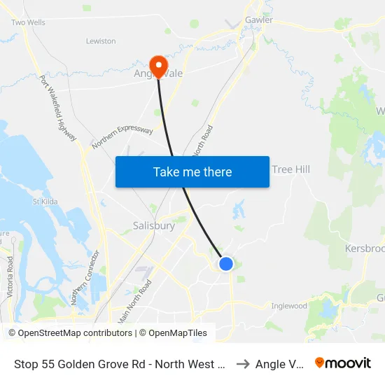 Stop 55 Golden Grove Rd - North West side to Angle Vale map
