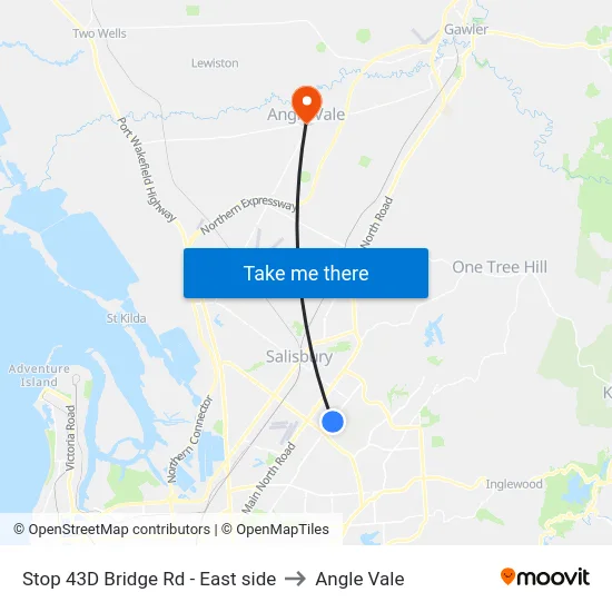 Stop 43D Bridge Rd - East side to Angle Vale map