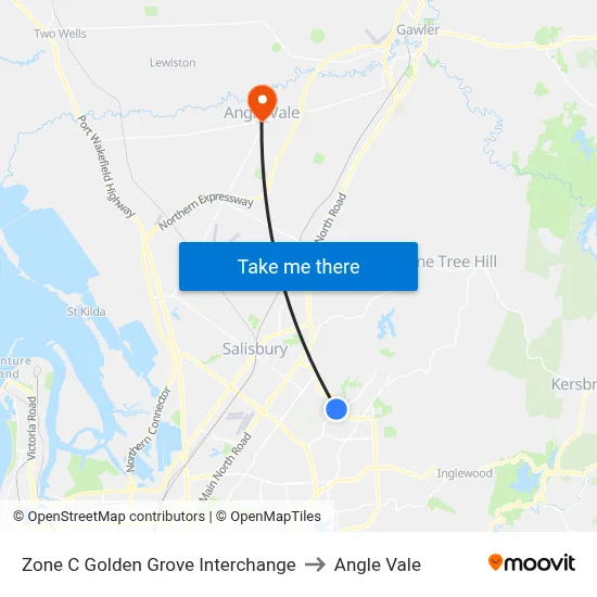 Zone C Golden Grove Interchange to Angle Vale map