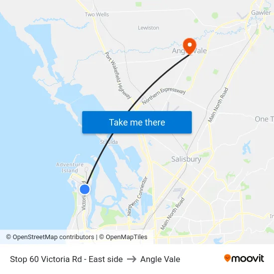 Stop 60 Victoria Rd - East side to Angle Vale map