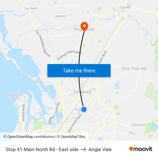 Stop 41 Main North Rd - East side to Angle Vale map